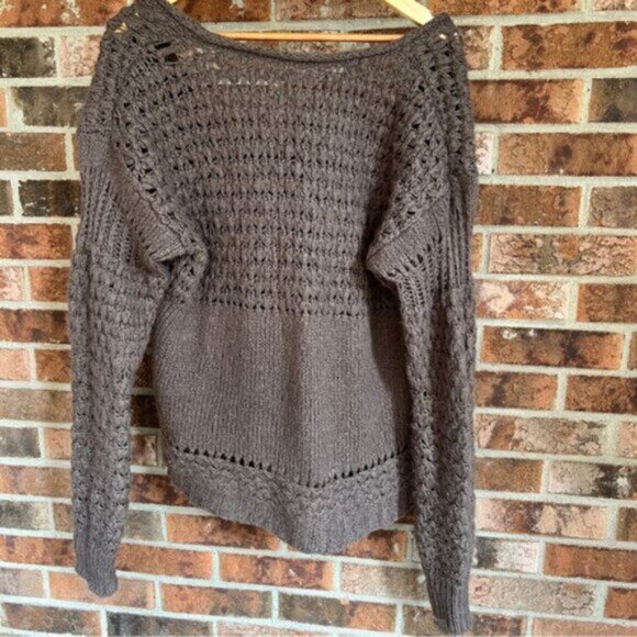 Free People  *Crashing Waves Pullover Sweater Brown Knit Relaxed Womens  Small - Picture 2 of 13